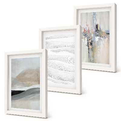 Set 3 tablouri Modele abstracte în tonuri neutre de pământ