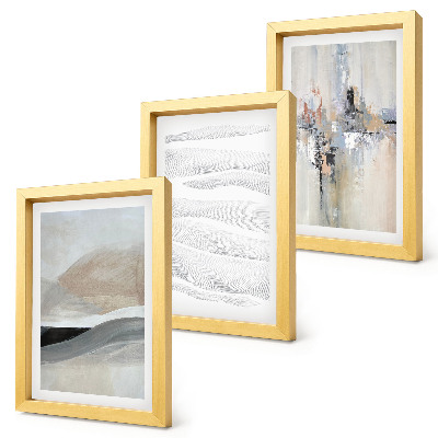 Set 3 tablouri Modele abstracte în tonuri neutre de pământ