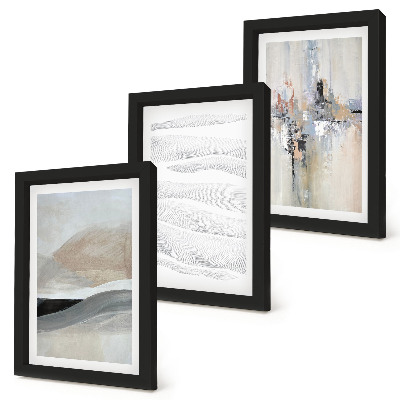 Set 3 tablouri Modele abstracte în tonuri neutre de pământ
