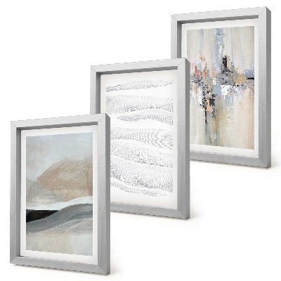 Set 3 tablouri Modele abstracte în tonuri neutre de pământ