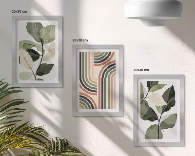 Galerie de perete Motive vegetale cu modele geometrice în nuanțe de verde