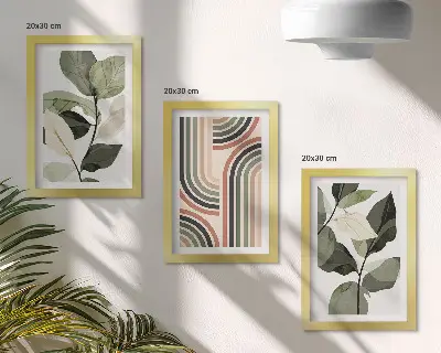 Galerie de perete cu motive vegetale și modele geometrice în nuanțe de verde