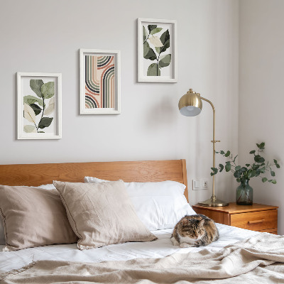Galerie de perete Motive vegetale cu modele geometrice în nuanțe de verde