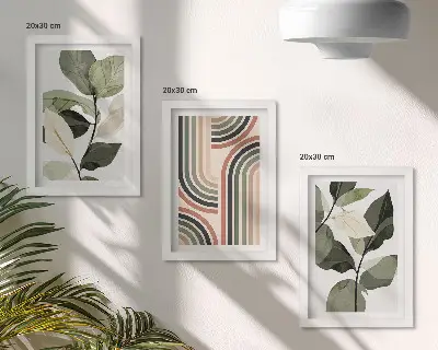 Galerie de perete cu motive vegetale și modele geometrice în nuanțe de verde