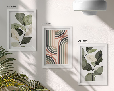 Galerie de perete Motive vegetale cu modele geometrice în nuanțe de verde