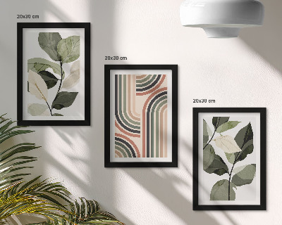 Galerie de perete Motive vegetale cu modele geometrice în nuanțe de verde