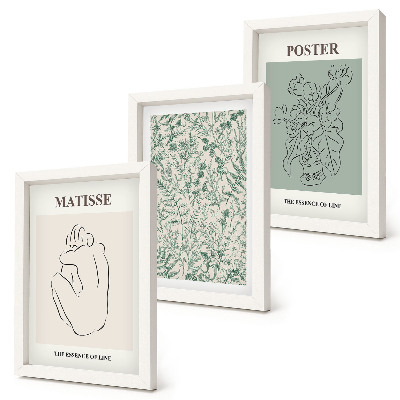Set 3 tablouri Linii și modele vegetale într-un stil minimalist