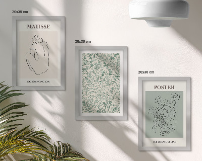 Set 3 tablouri Linii și modele vegetale într-un stil minimalist