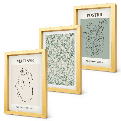 Set 3 tablouri Linii și modele vegetale într-un stil minimalist