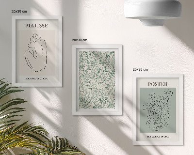 Set 3 tablouri Linii și modele vegetale într-un stil minimalist