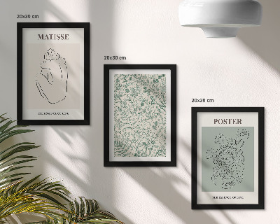 Set 3 tablouri Linii și modele vegetale într-un stil minimalist