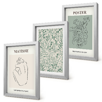 Set 3 tablouri Linii și modele vegetale într-un stil minimalist