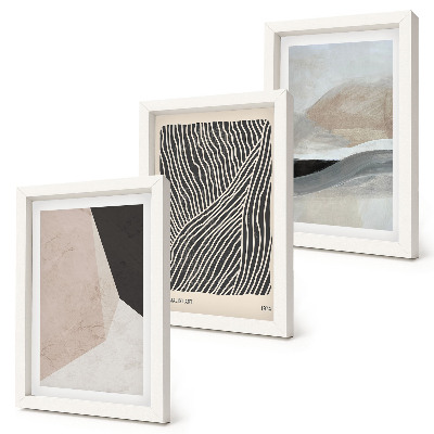 Set 3 tablouri Modele abstracte în nuanțe de bej și gri
