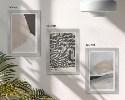 Set 3 tablouri Modele abstracte în nuanțe de bej și gri