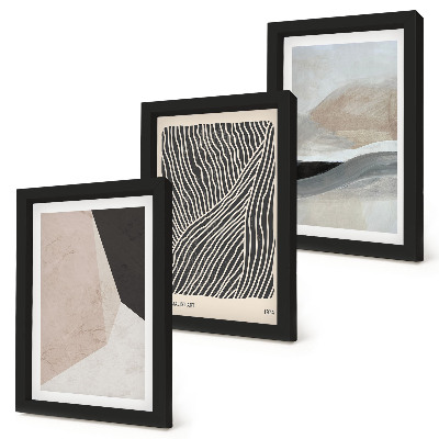 Set 3 tablouri Modele abstracte în nuanțe de bej și gri
