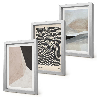 Set 3 tablouri Modele abstracte în nuanțe de bej și gri