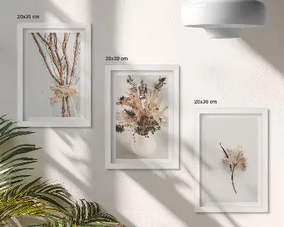 Galerie de perete cu flori și ramuri în stil minimalist natural