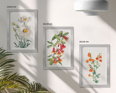 Set 3 tablouri Pictură retro vintage cu compoziții florale