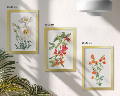 Set 3 tablouri Pictură retro vintage cu compoziții florale
