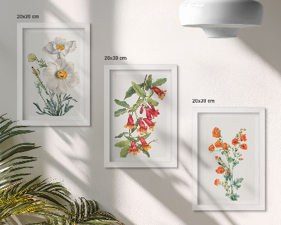 Set 3 tablouri Pictură retro vintage cu compoziții florale
