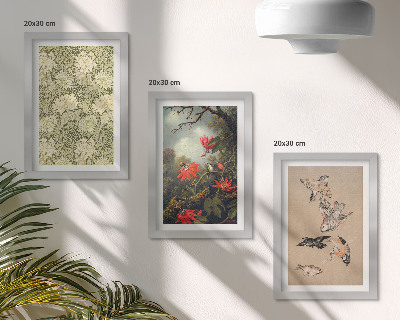 Set 3 tablouri Flori și păsări în mediul natural