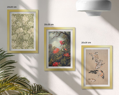 Set 3 tablouri Flori și păsări în mediul natural