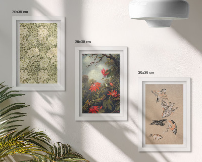 Set 3 tablouri Flori și păsări în mediul natural