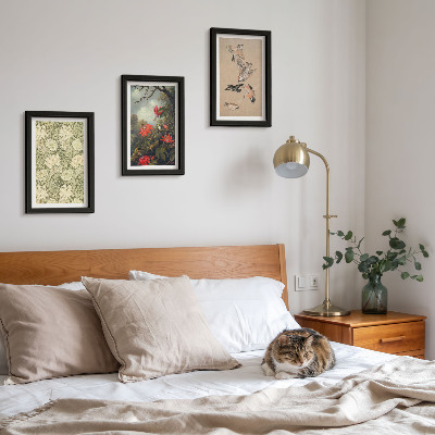 Set 3 tablouri Flori și păsări în mediul natural
