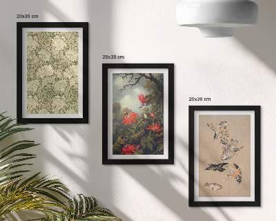 Set 3 tablouri Flori și păsări în mediul natural