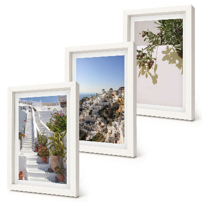 Galerie de perete Scări albe în Santorini cu vedere la oraș