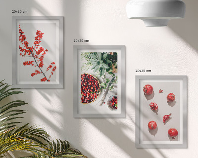 Set 3 tablouri Fructe roșii și plante într-un stil minimalist