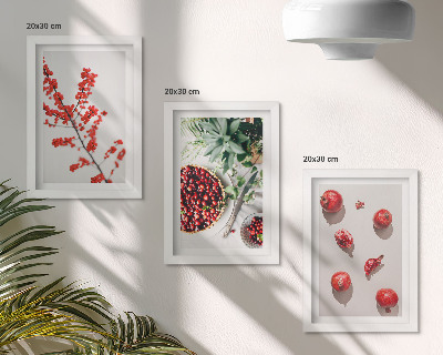 Set 3 tablouri Fructe roșii și plante într-un stil minimalist