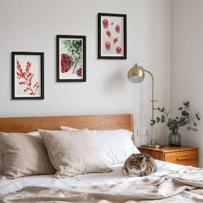 Set 3 tablouri Fructe roșii și plante într-un stil minimalist