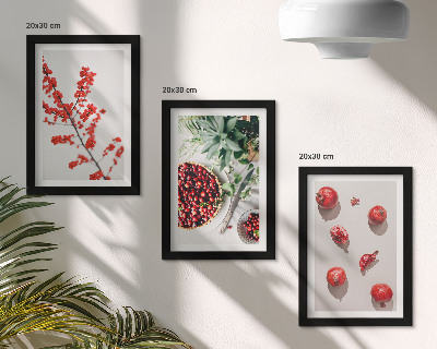 Set 3 tablouri Fructe roșii și plante într-un stil minimalist