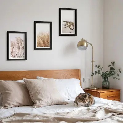 Set de 3 tablouri Câmpuri de pampa și plajă boho set de 3 tablouri cu motive boho reprezentând câmpuri de pampa și o plajă
