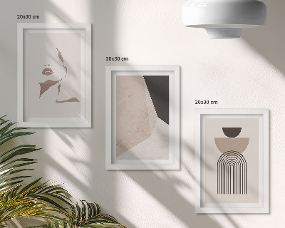Set 3 tablouri Forme geometrice abstracte și chipul unei femei