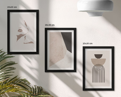 Set 3 tablouri Forme geometrice abstracte și chipul unei femei
