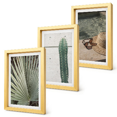 Set 3 tablouri Plante tropicale și accesorii de vacanță pe malul apei