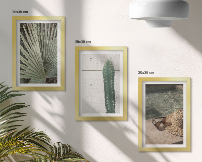 Set 3 tablouri Plante tropicale și accesorii de vacanță pe malul apei