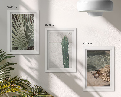 Set 3 tablouri Plante tropicale și accesorii de vacanță pe malul apei
