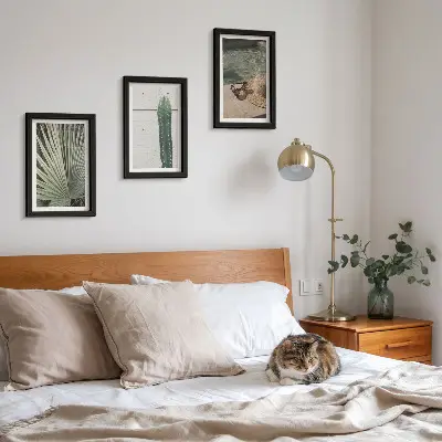 Set 3 tablouri cu plante tropicale și accesorii de vacanță pe malul apei