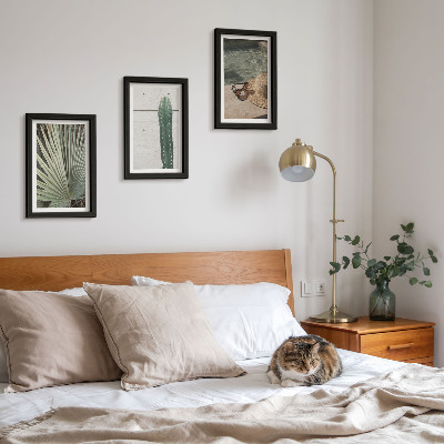 Set 3 tablouri Plante tropicale și accesorii de vacanță pe malul apei