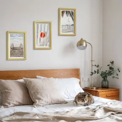 Set 3 tablouri plajă cu scări de lemn cu atmosferă de vacanță