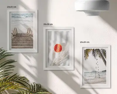 Set 3 tablouri plajă cu scări de lemn cu atmosferă de vacanță