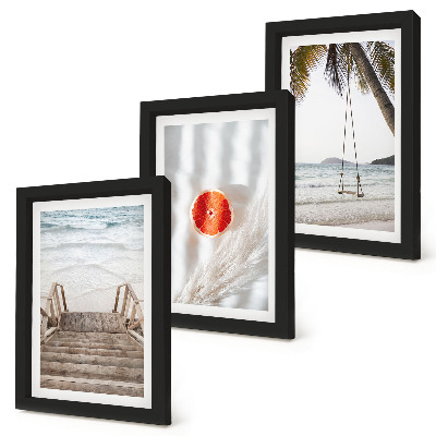Set 3 tablouri Plajă cu scări de lemn, atmosferă de vacanță