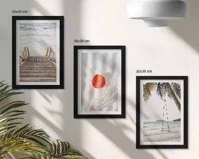 Set 3 tablouri plajă cu scări de lemn cu atmosferă de vacanță