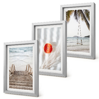 Set 3 tablouri Plajă cu scări de lemn, atmosferă de vacanță