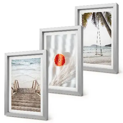 Set 3 tablouri plajă cu scări de lemn cu atmosferă de vacanță