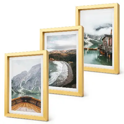 Galerie de perete cu vedere la munți, lac, barcă și peisaj de plajă