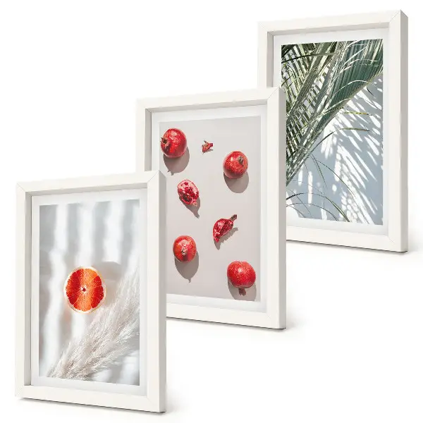 Set 3 tablouri cu fructe tropicale și frunze de palmier pentru sărbători